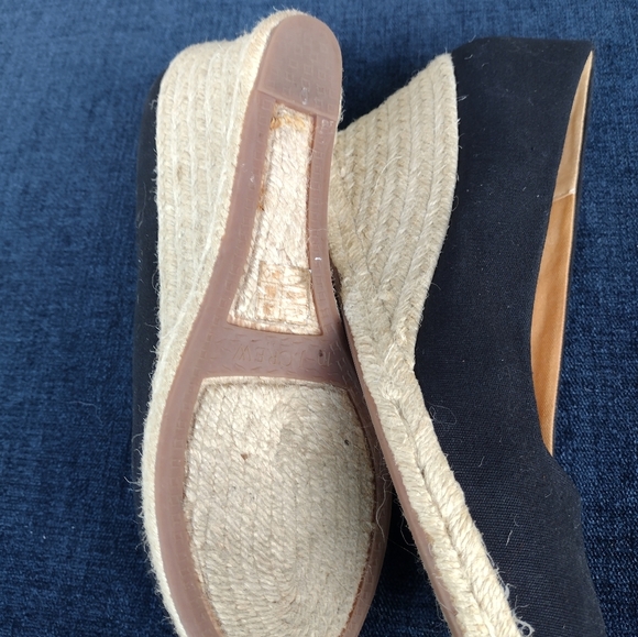 J.Crew Canvas Espadrille Wedge Heels Black Size 10 AL003 Women’s Classic Summer - Picture 5 of 6